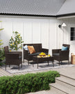Outdoor Patio Furniture Set – Polyrattan – Black and Beige – Versatile for Garden, Balcony, and Backyard