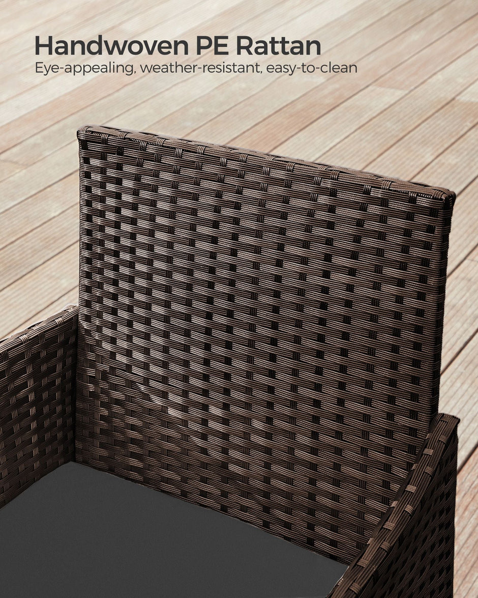 Outdoor Patio Furniture Set – Polyrattan – Black and Beige – Versatile for Garden, Balcony, and Backyard