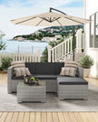 Garden Furniture Set – PE Rattan – Dark Grey – 5-Piece Outdoor Corner Sofa with Cushions and Glass Table