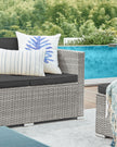 Garden Furniture Set – PE Rattan – Dark Grey – 5-Piece Outdoor Corner Sofa with Cushions and Glass Table