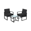 3-Piece Outdoor Furniture Set – PE Rattan – Black – Easy to Assemble