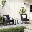3-Piece Outdoor Furniture Set – PE Rattan – Black – Easy to Assemble