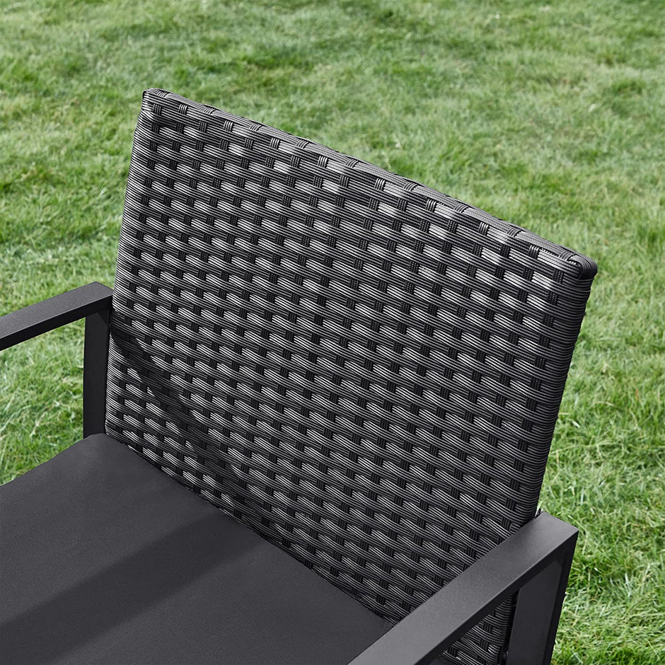 3-Piece Outdoor Furniture Set – PE Rattan – Black – Easy to Assemble