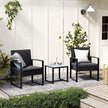 3-Piece Outdoor Patio Furniture Set – PE Rattan – Black – Easy to Assemble