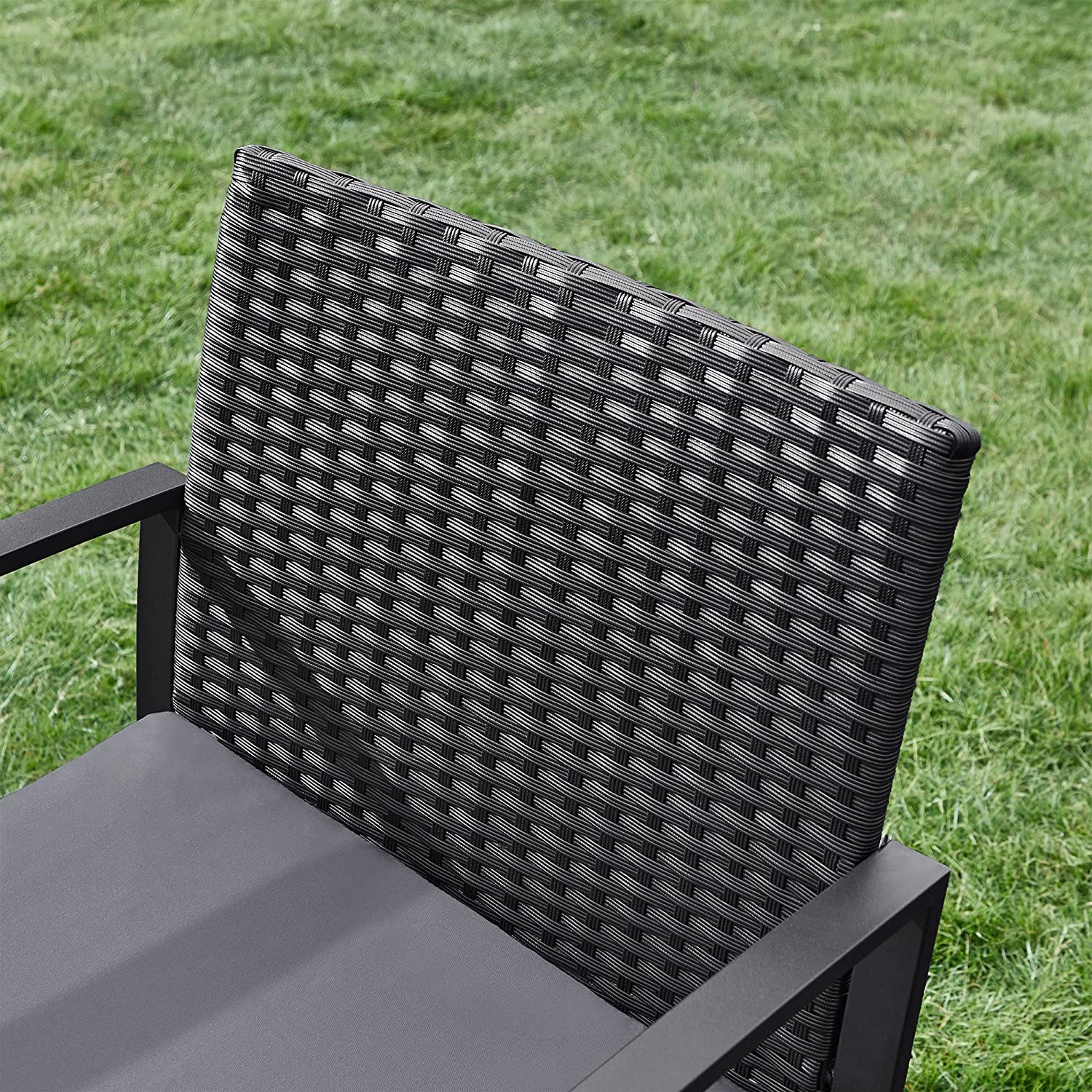 3-Piece Outdoor Patio Furniture Set – PE Rattan – Black – Easy to Assemble