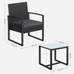 3-Piece Outdoor Patio Furniture Set – PE Rattan – Black – Easy to Assemble