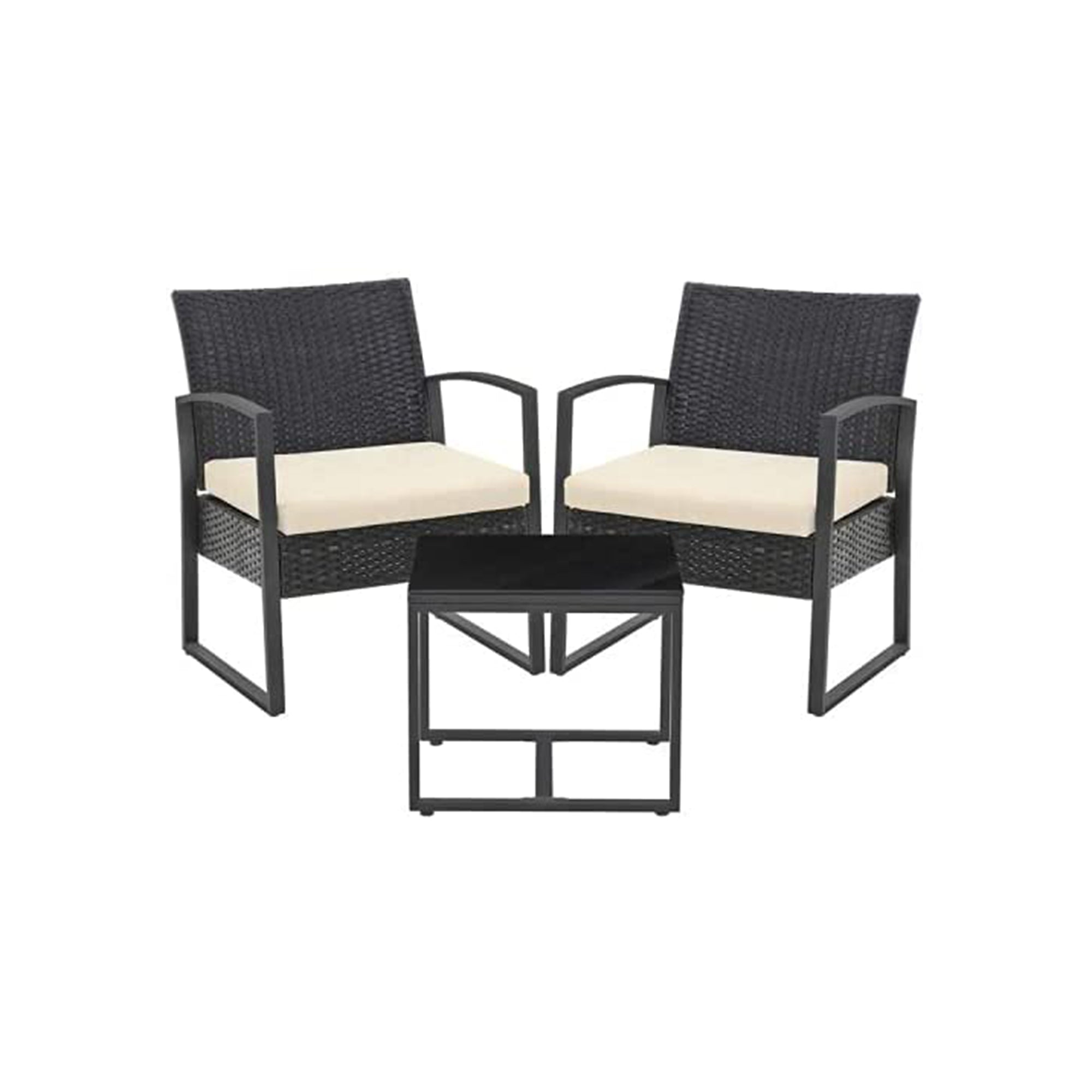 3-Piece Patio Furniture Set – Metal & Fabric – Grey & Beige – Versatile for Outdoor Use
