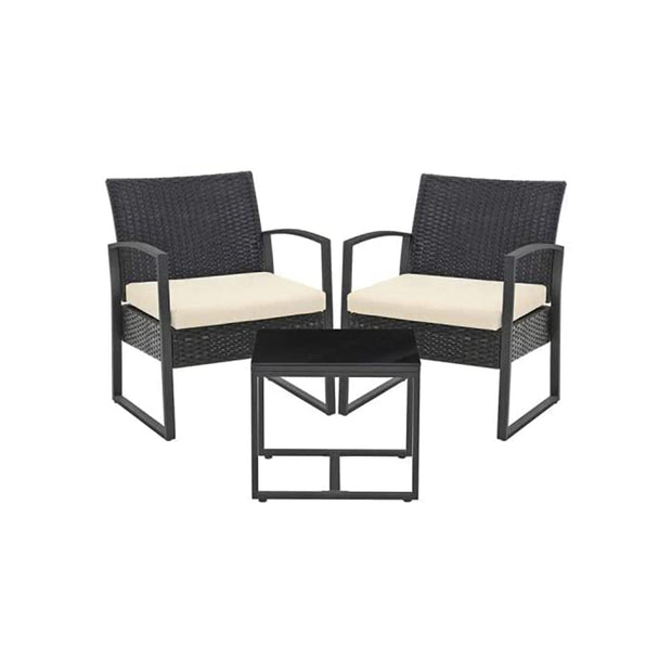 3-Piece Patio Furniture Set – Metal & Fabric – Grey & Beige – Versatile for Outdoor Use