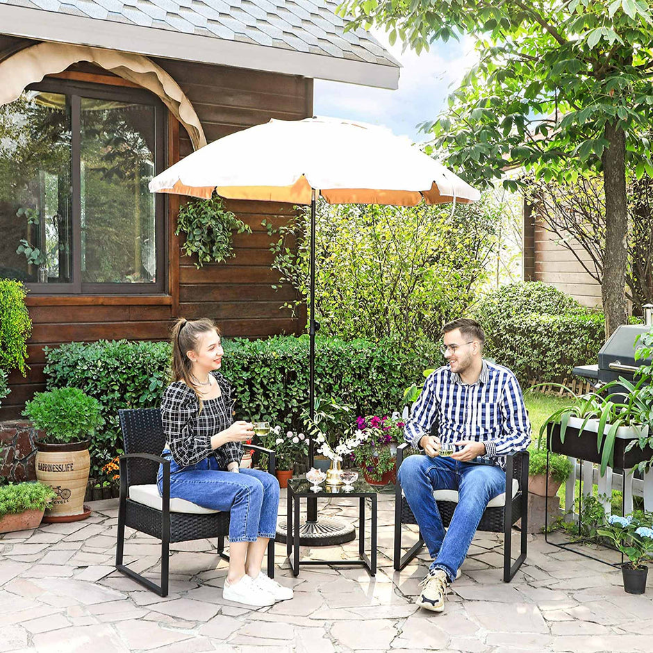 3-Piece Patio Furniture Set – Metal & Fabric – Grey & Beige – Versatile for Outdoor Use