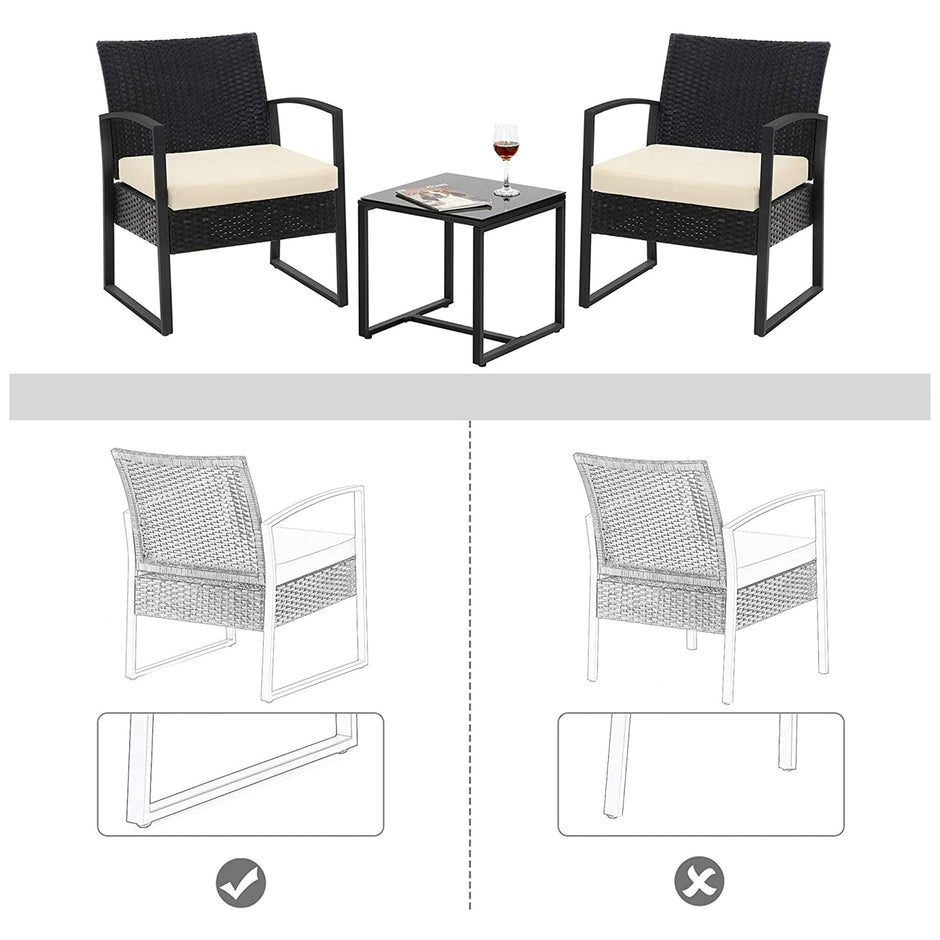 3-Piece Patio Furniture Set – Metal & Fabric – Grey & Beige – Versatile for Outdoor Use