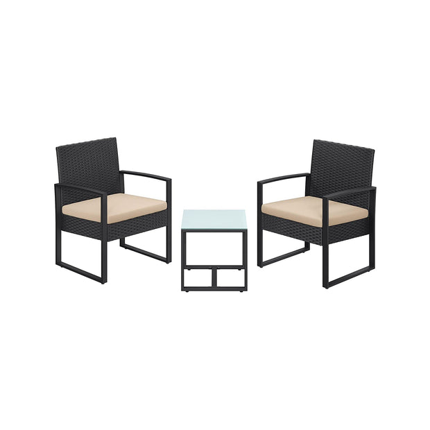 3-Piece Garden Furniture Set – Durable Material – Grey – Includes Table