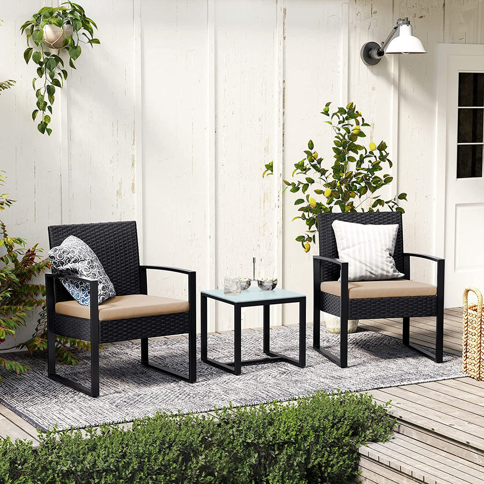 3-Piece Garden Furniture Set – Durable Material – Grey – Includes Table
