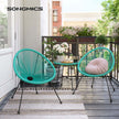 3-Piece Garden Patio Furniture Set – Rattan – White – Includes 2 Acapulco Chairs and Glass Top Table