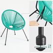 3-Piece Garden Patio Furniture Set – Rattan – White – Includes 2 Acapulco Chairs and Glass Top Table