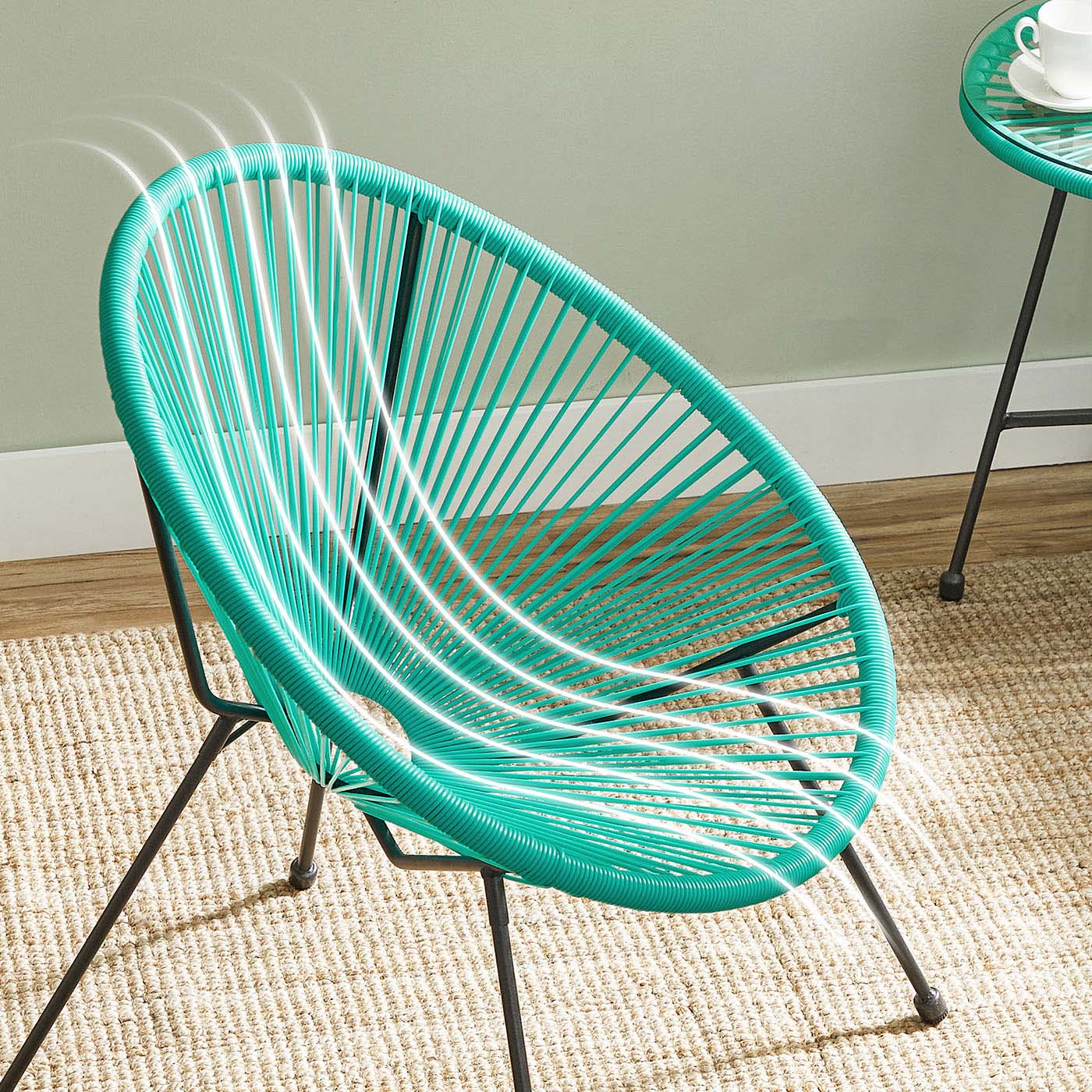 3-Piece Garden Patio Furniture Set – Rattan – White – Includes 2 Acapulco Chairs and Glass Top Table