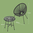 3-Piece Garden Patio Furniture Set – Metal – Black – Acapulco Chair Design