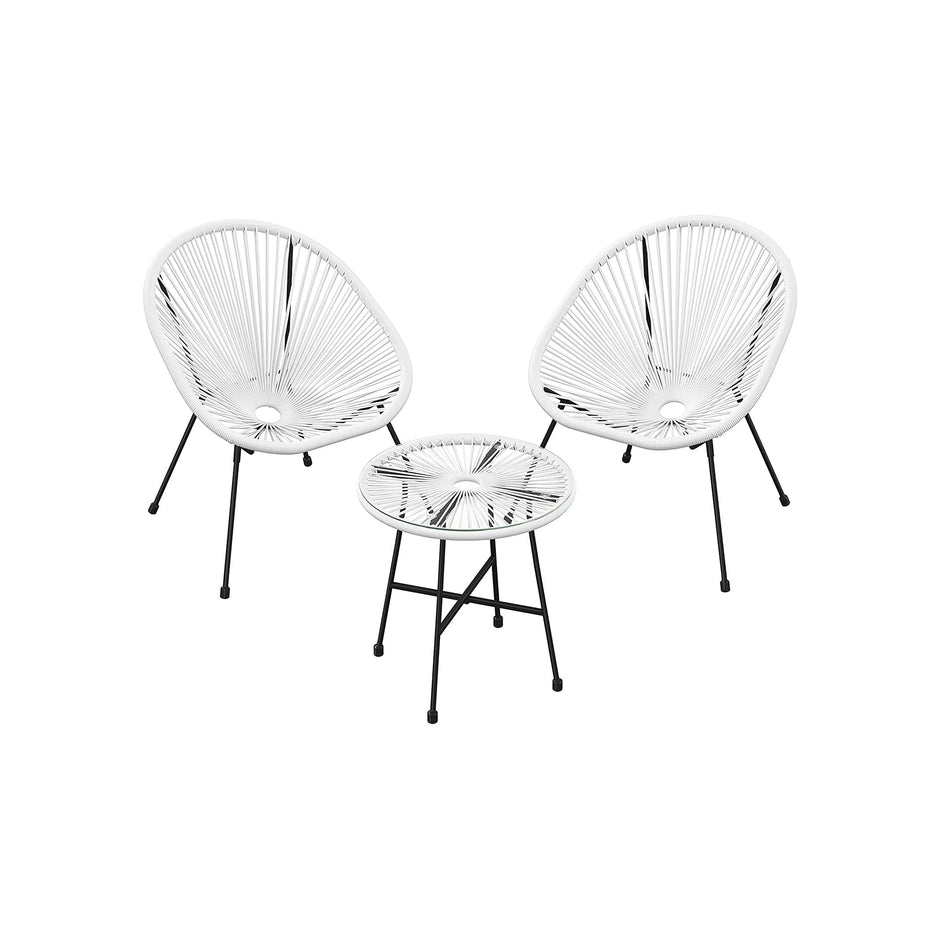 3-Piece Patio Set – Rattan – Beige – Includes Acapulco Chairs and Table