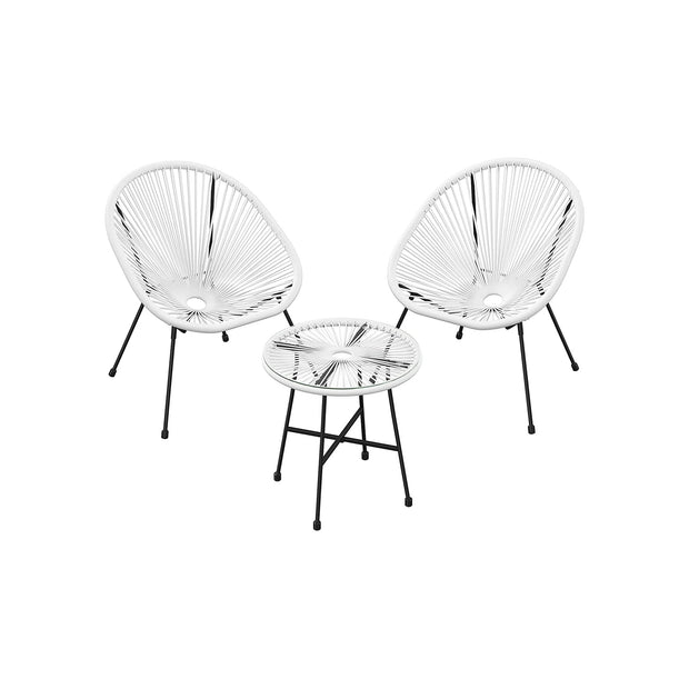 3-Piece Patio Set – Rattan – Beige – Includes Acapulco Chairs and Table