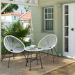 3-Piece Garden Patio Furniture Set – Metal and Glass – White – Indoor and Outdoor Conversation Set
