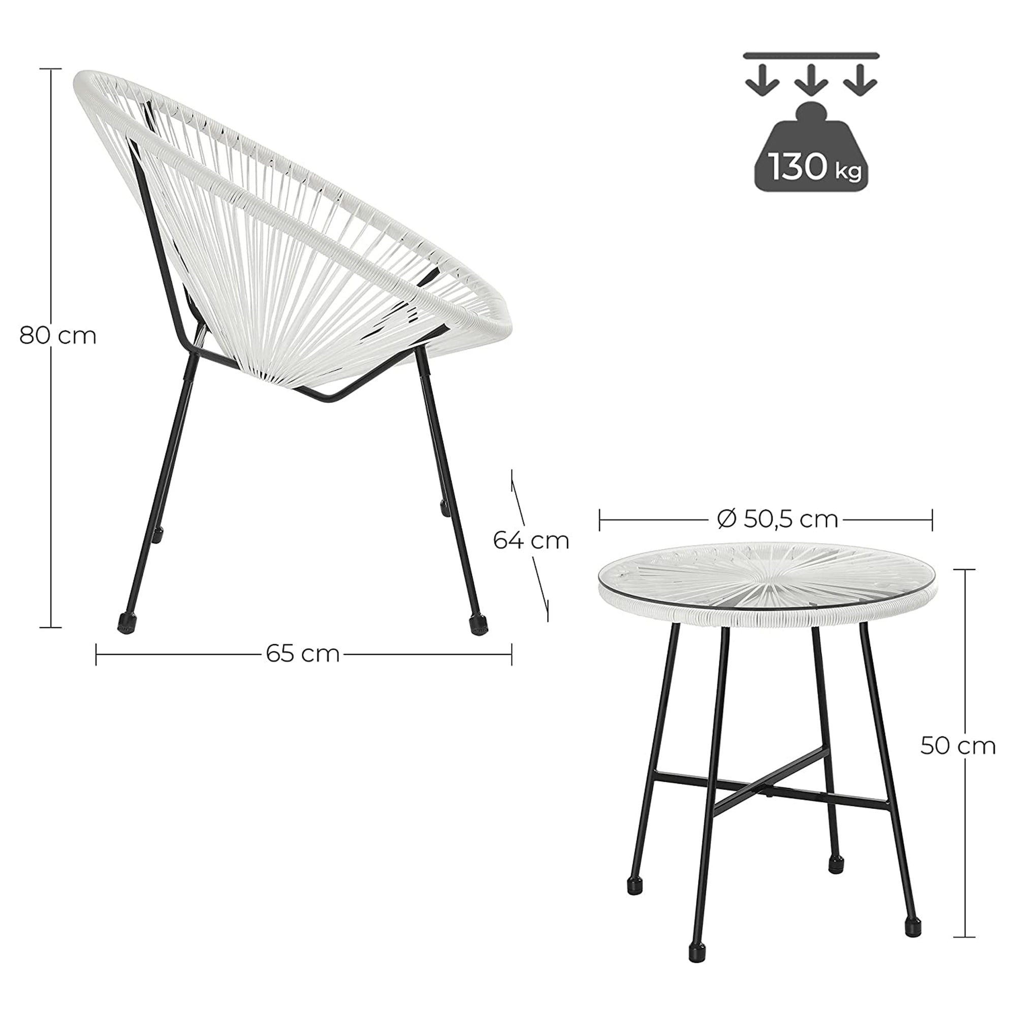 3-Piece Patio Set – Rattan – Beige – Includes Acapulco Chairs and Table