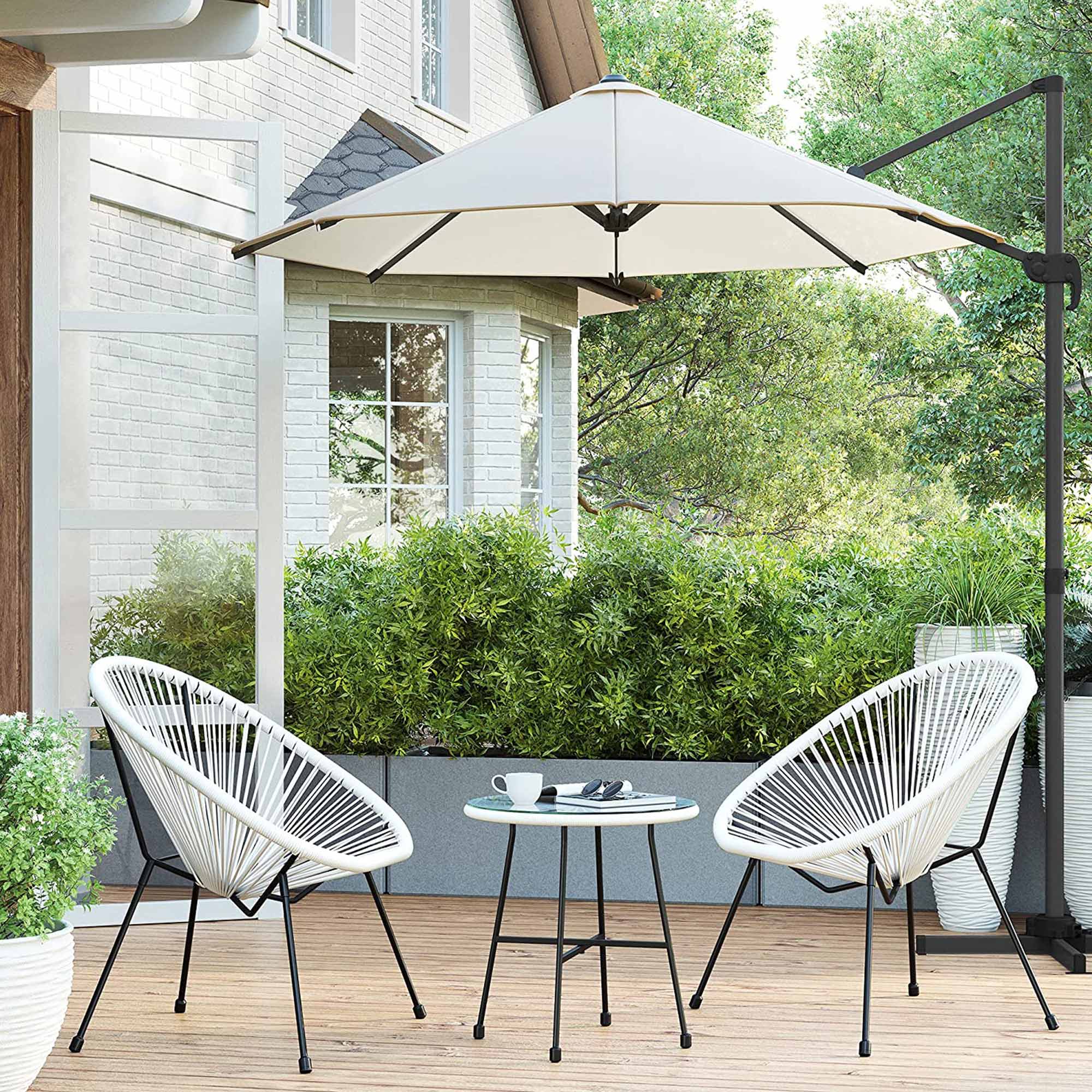 3-Piece Patio Set – Rattan – Beige – Includes Acapulco Chairs and Table