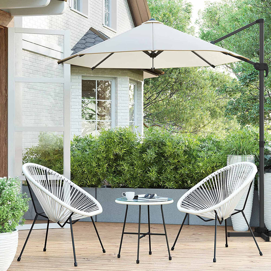 3-Piece Patio Set – Rattan – Beige – Includes Acapulco Chairs and Table