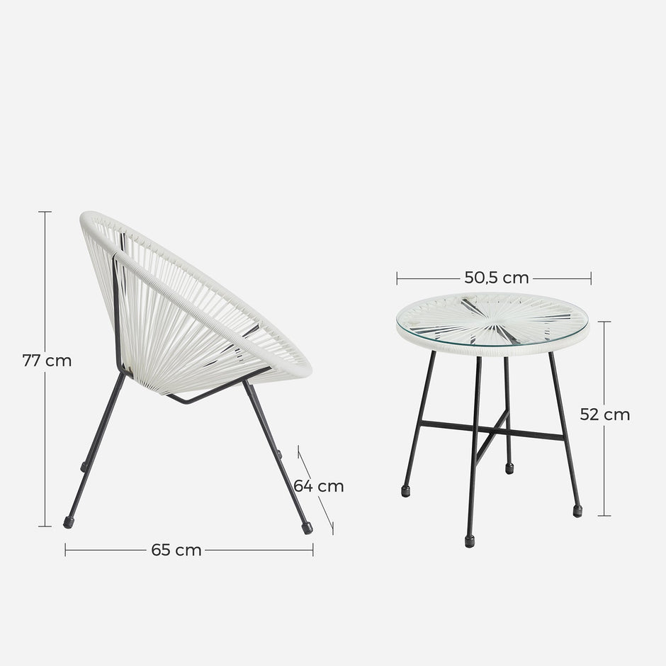 Garden Patio Furniture Set – Metal – Black – 3-Piece Acapulco Chair Set