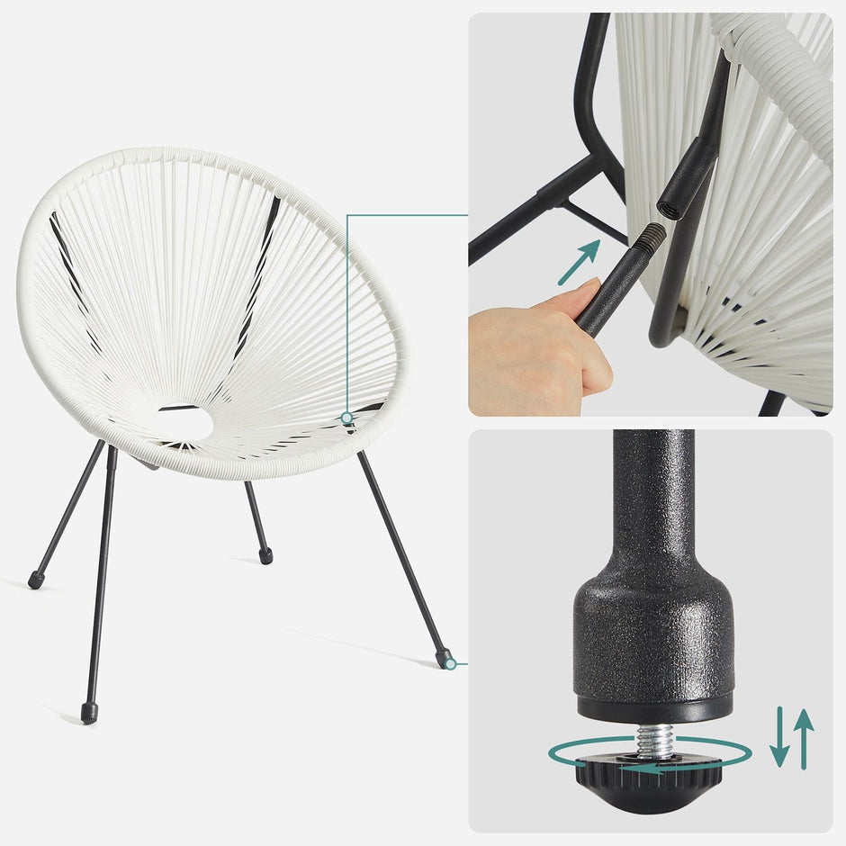 Garden Patio Furniture Set – Metal – Black – 3-Piece Acapulco Chair Set