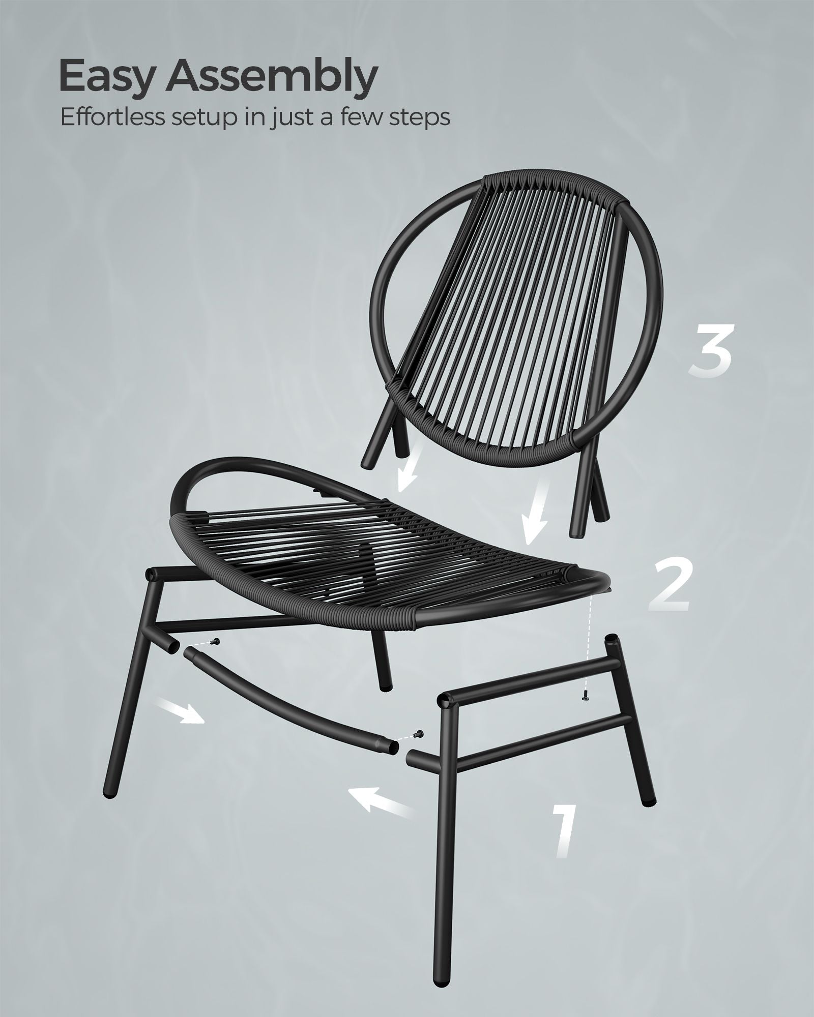 3-Piece Garden Bistro Set – Metal – Ink Black – Acapulco Chairs with Side Table