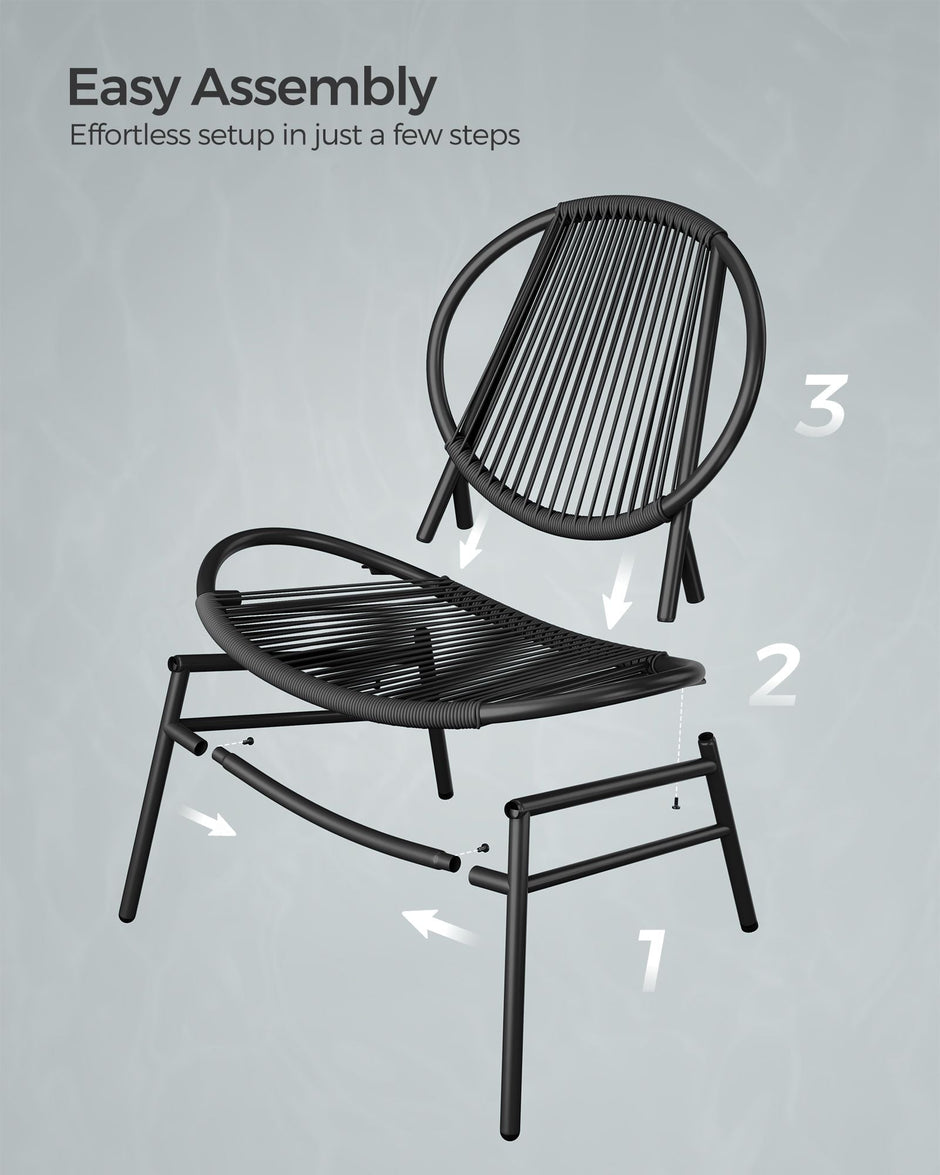 3-Piece Garden Bistro Set – Metal – Ink Black – Acapulco Chairs with Side Table