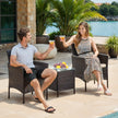 Garden Furniture Set – Polyrattan – Brown and Taupe – Outdoor Patio Furniture for Balcony and Backyard