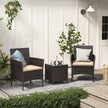 Garden Furniture Set – Polyrattan – Brown and Taupe – Includes Coffee Table