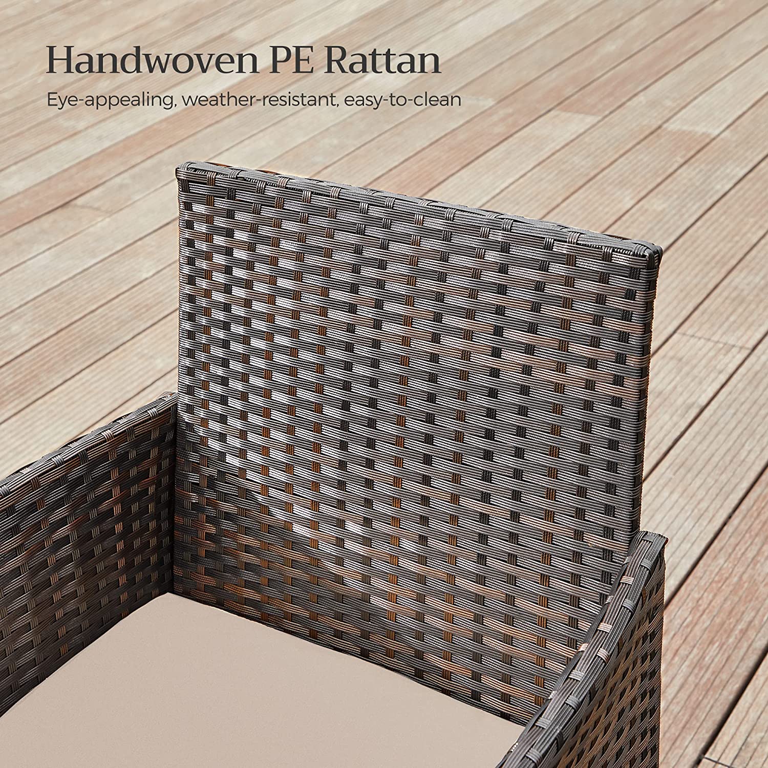 Garden Furniture Set – Polyrattan – Brown and Taupe – Includes Coffee Table