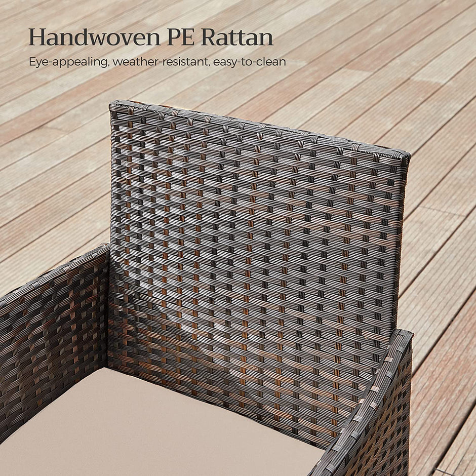 Garden Furniture Set – Polyrattan – Brown and Taupe – Includes Coffee Table