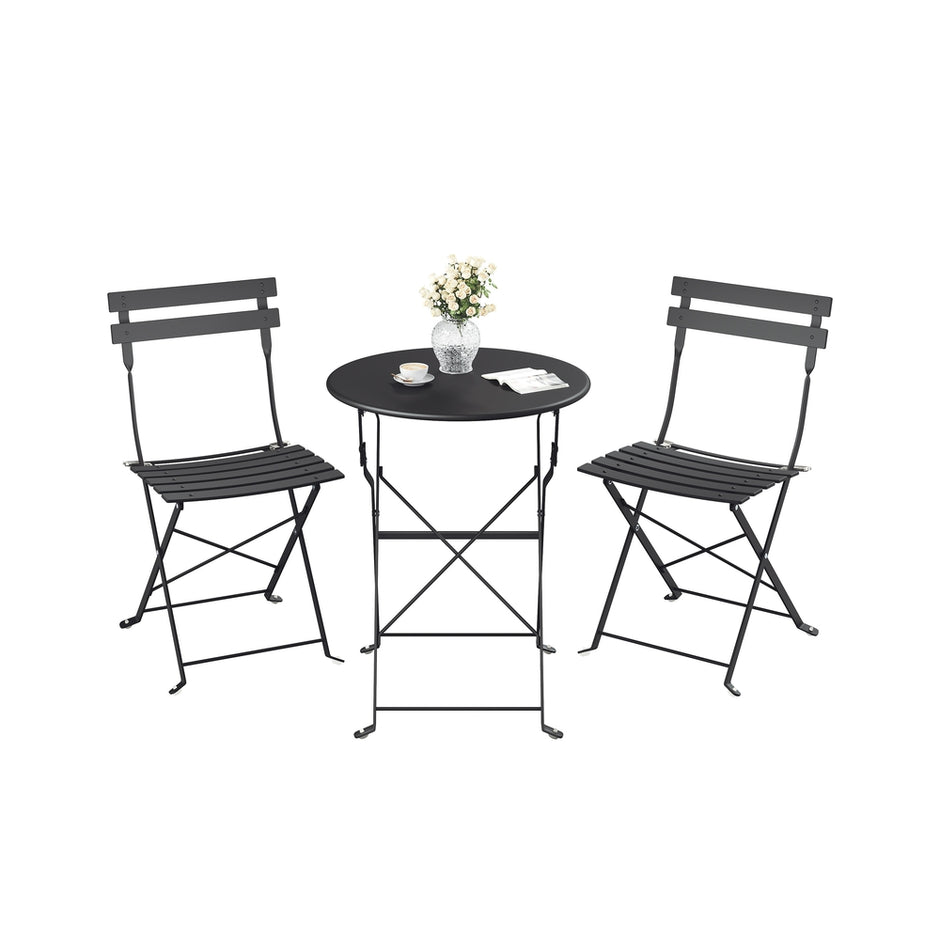 3-Piece Folding Bistro Set - 21.9L - Steel - Weather-Resistant - Space-Saving Design