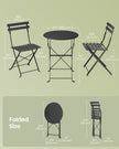 3-Piece Folding Bistro Set - 21.9L - Steel - Weather-Resistant - Space-Saving Design