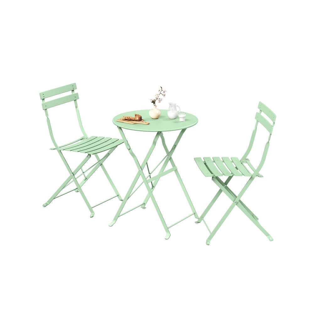 3-Piece Folding Bistro Set - 21.9L - Steel - Weather-Resistant - Space-Saving Design