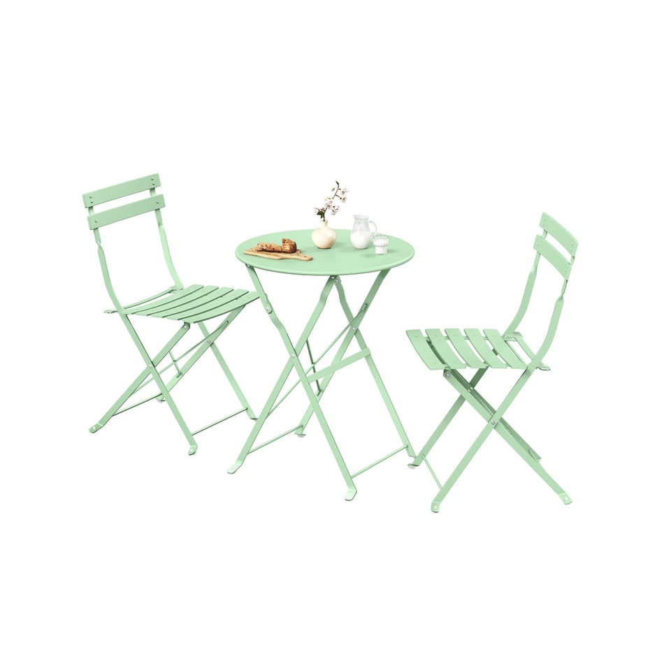3-Piece Folding Bistro Set - 21.9L - Steel - Weather-Resistant - Space-Saving Design