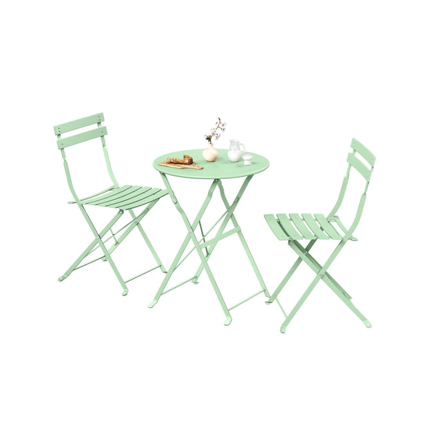 3-Piece Folding Bistro Set - 21.9L - Steel - Weather-Resistant - Space-Saving Design