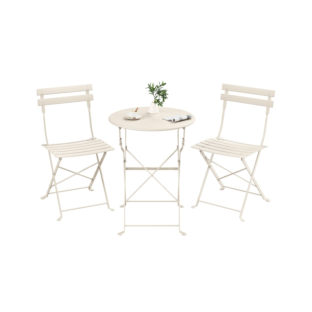 3-Piece Folding Bistro Set - 21.9L - Steel - Weather-Resistant - Space-Saving Design