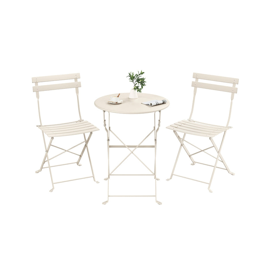 3-Piece Folding Bistro Set - 21.9L - Steel - Weather-Resistant - Space-Saving Design