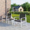 Patio Furniture Set – Iron – Grey & White – Includes 2 Chairs, 1 Side Table, and Cushions
