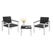 Patio Furniture Set – Iron – Grey & White – Includes 2 Chairs, 1 Side Table, and Cushions