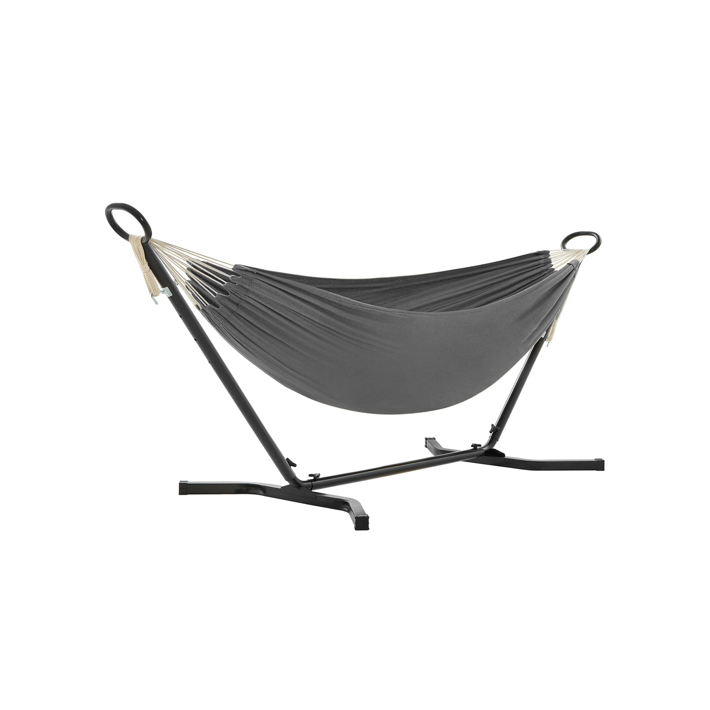 Hammock with Metal Stand – Fabric – Grey – Portable with Adjustable Heights and 240 kg Load Capacity