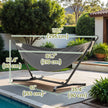 Double Hammock with Stand – Fabric – Black and Beige – 529 lb Load Capacity