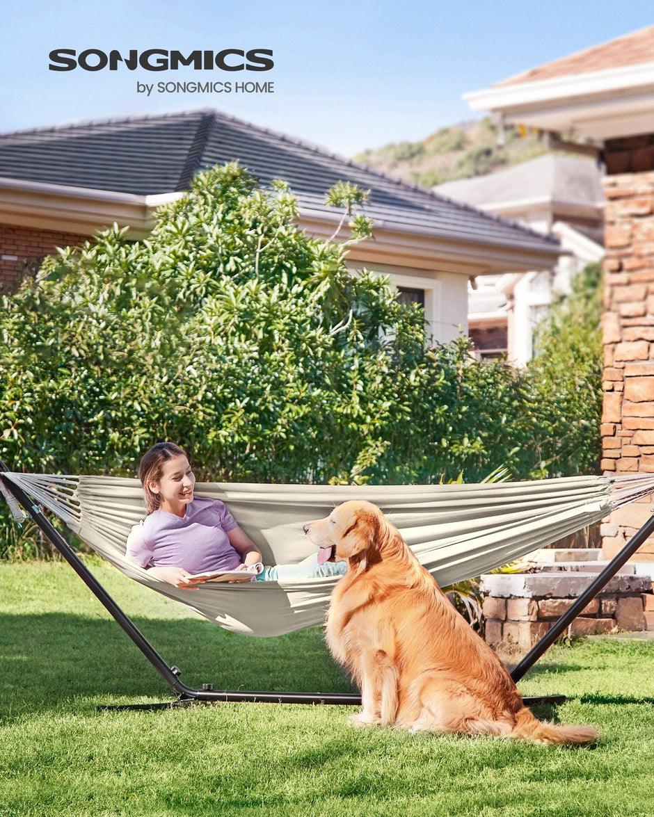 Hammock with Stand – Metal – Grey – Adjustable Height and Portable, 240 kg Load Capacity