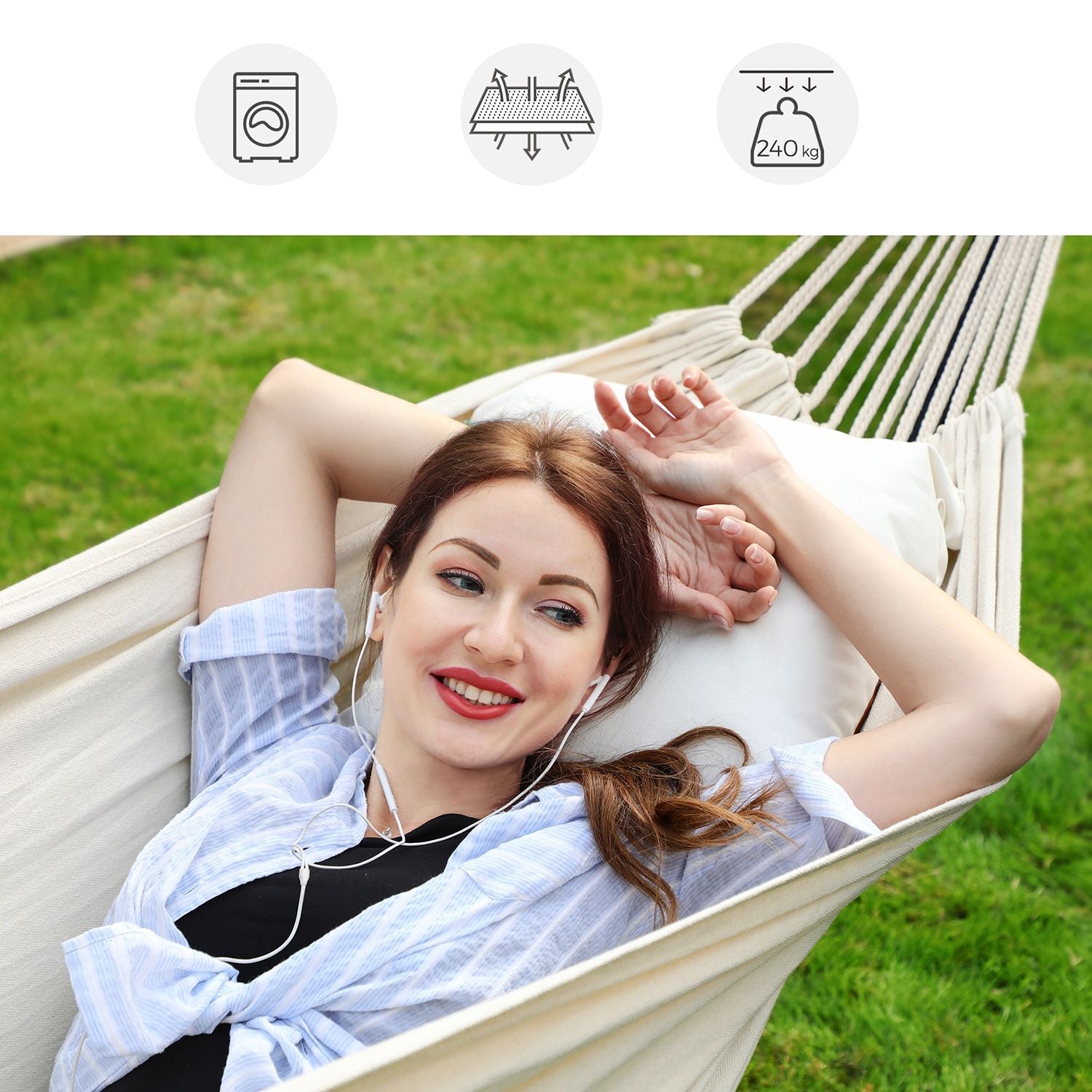 Hammock with Stand – Metal – Grey – Adjustable Height and Portable, 240 kg Load Capacity