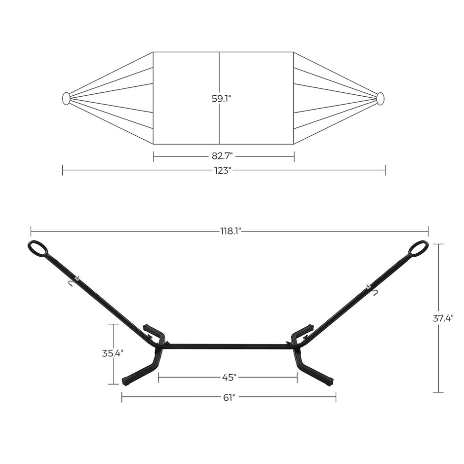 Hammock with Stand – Metal – Grey – Adjustable Height and Portable, 240 kg Load Capacity