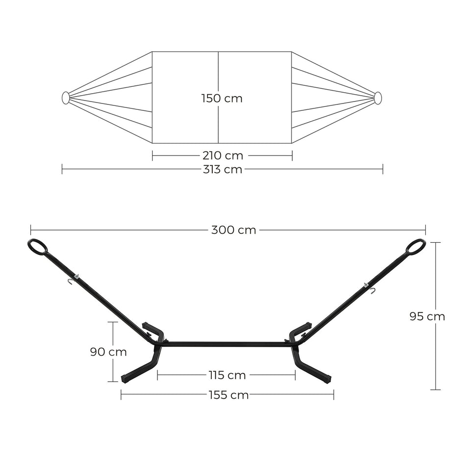 Hammock with Stand – Metal – Grey – Adjustable Height and Portable, 240 kg Load Capacity