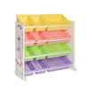 Toy Storage Rack – PP Plastic – White and Multicolor – 12 Removable Bins